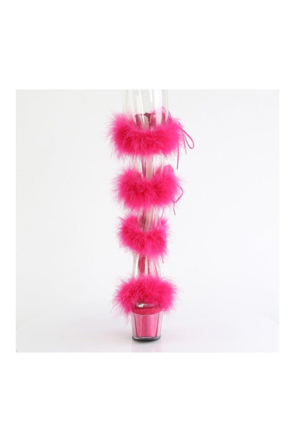 Pleaser ADORE-728F Clear Marabou Sandal in Clear Marabou