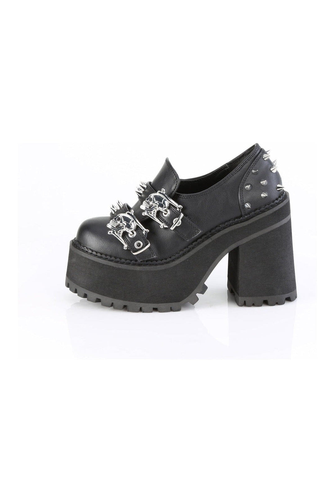Demonia ASSAULT-38 Black Vegan Leather Loafer in Black Vegan Leather