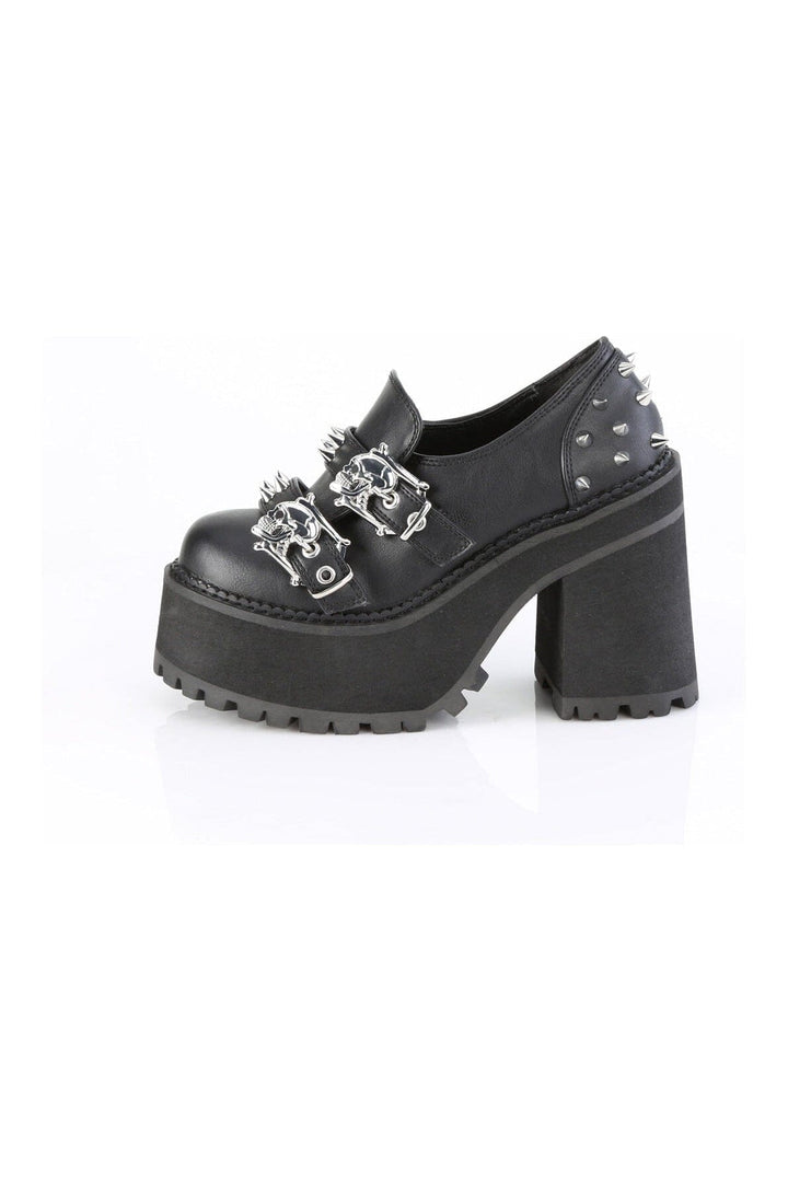Demonia ASSAULT-38 Black Vegan Leather Loafer in Black Vegan Leather