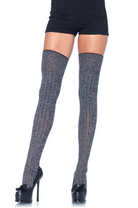 Leg Avenue Acrylic Ribbed Knit Thigh High Stockings in Grey  from SexyShoes.com