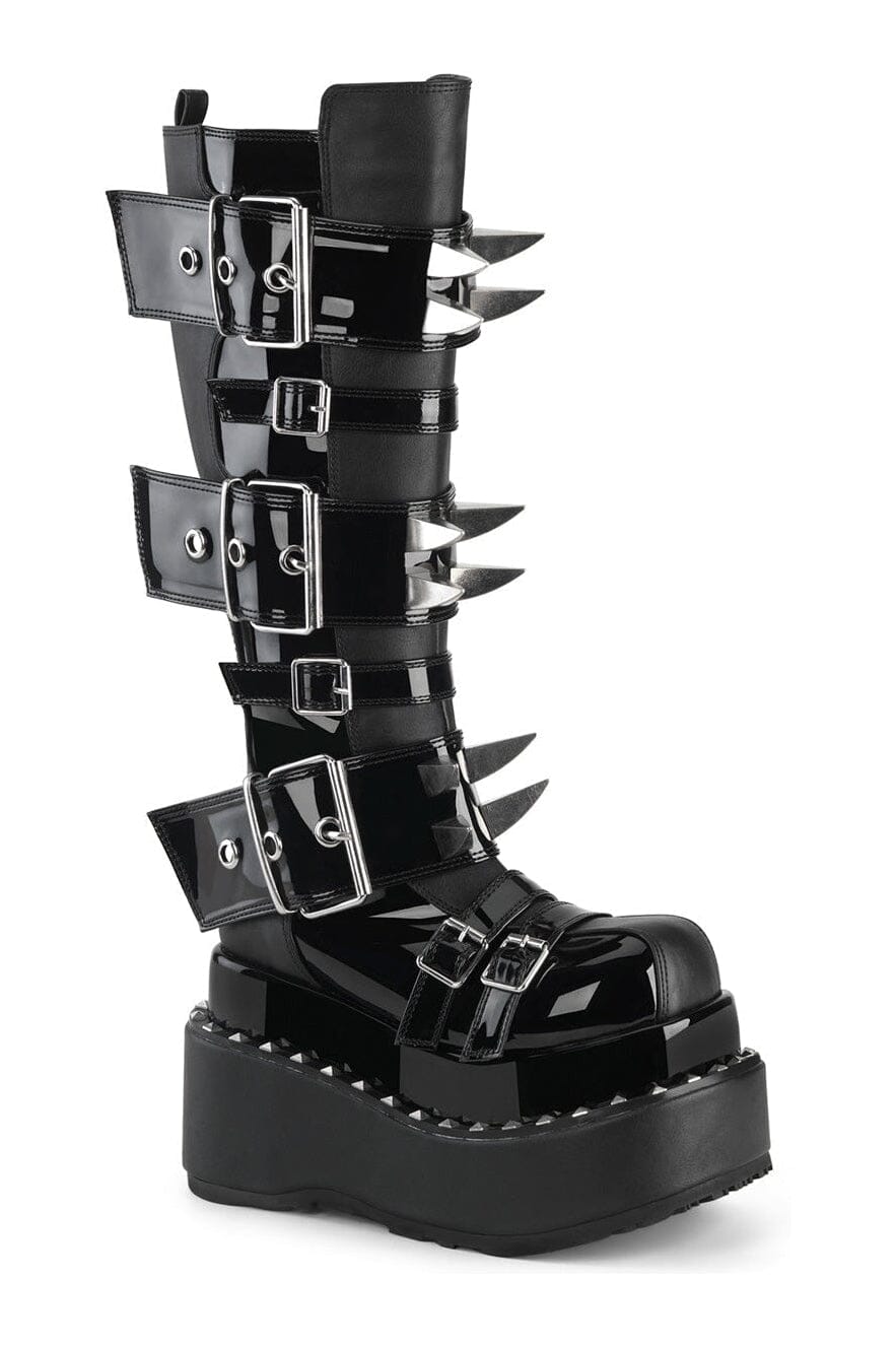 BEAR-215 Black Vegan Leather Knee Boot-Knee Boots-SEXYSHOES.COM