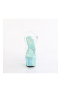 Pleaser BEJEWELED-708RRS Clear Vinyl Sandal in Clear Vinyl