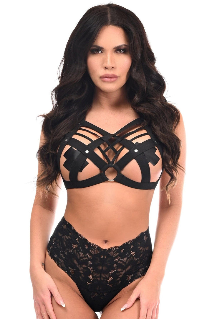 BOXED Black Stretchy Body Harness w/Silver Hardware-Body Harness-SEXYSHOES.COM