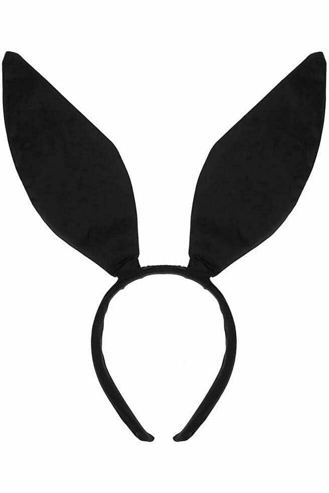 Black Satin Bunny Ears-Costume Headwear-SEXYSHOES.COM