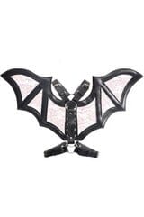 Black/Pink Faux Leather & Lace Wing Harness-Wings + Harness-SEXYSHOES.COM