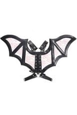 Black/Pink Faux Leather & Lace Wing Harness-Wings + Harness-SEXYSHOES.COM
