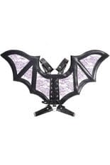 Black/Purple Faux Leather & Lace Wing Harness-Wings + Harness-SEXYSHOES.COM