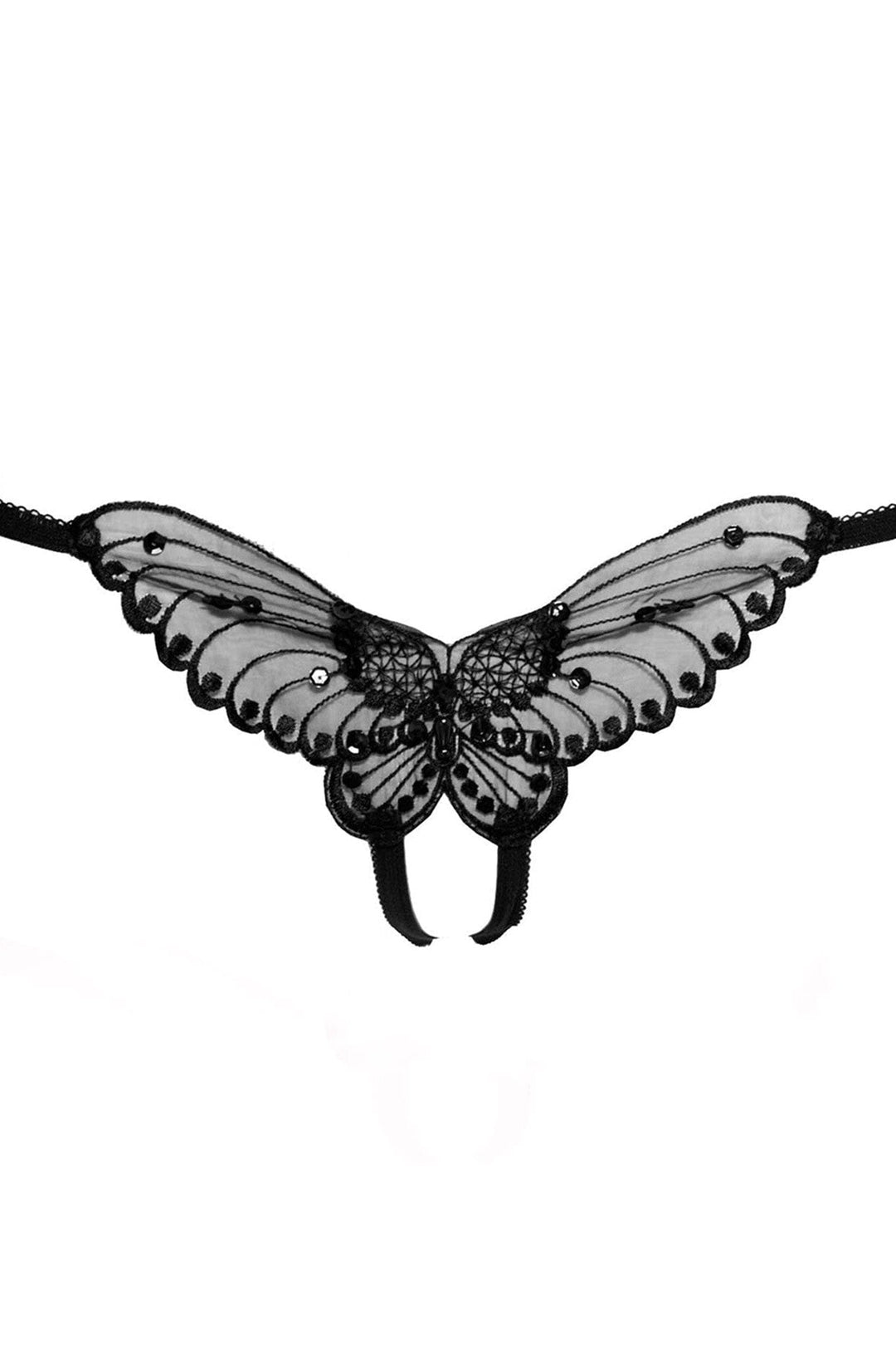 Butterfly Crotchless W/Pearl Sequin Detail-Panties-SEXYSHOES.COM