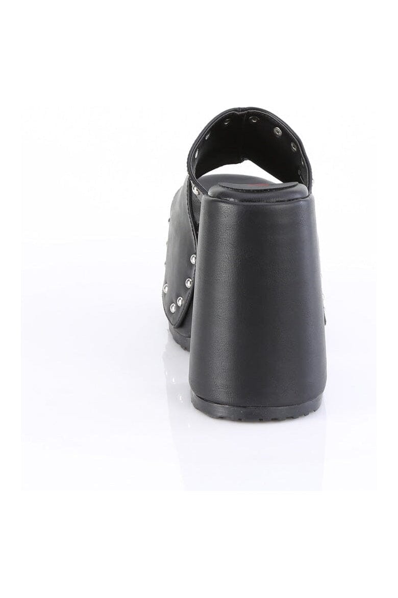 CAMEL-109 Black Vegan Leather Slides-Slides-SEXYSHOES.COM