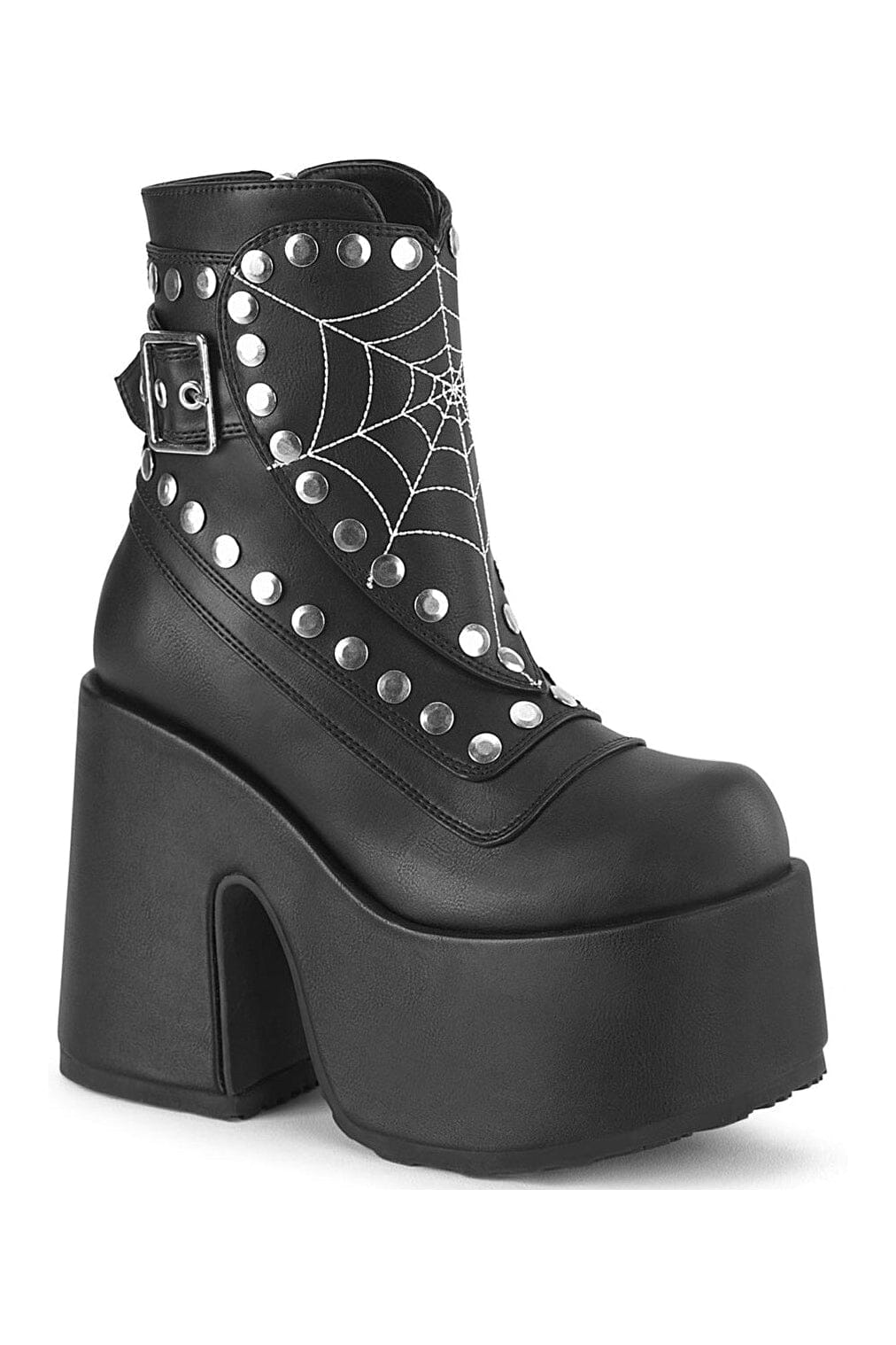 CAMEL-70 Black Vegan Leather Knee boot-Knee Boots-SEXYSHOES.COM