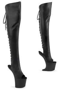 Pleaser CRAZE-3019 Black Faux Leather Knee Boot in Black Faux Leather from SexyShoes.com