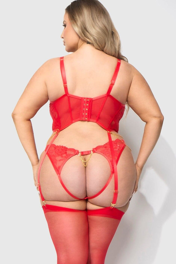 Cecily Chains & Pearls Bustier & Panty Set-Lingerie Sets-SEXYSHOES.COM