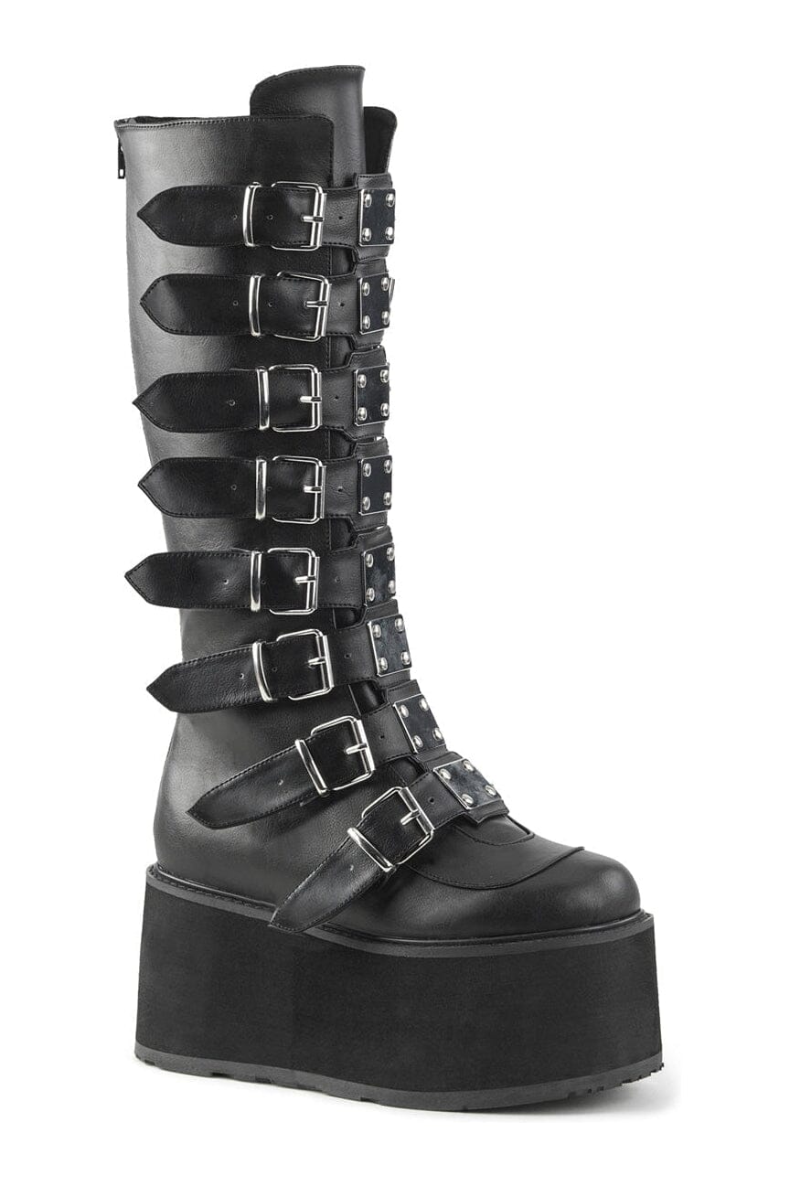 DAMNED-318 Black Vegan Leather Knee Boot-Knee Boots-SEXYSHOES.COM