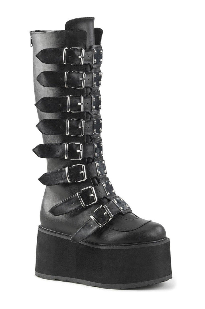 DAMNED-318 Black Vegan Leather Knee Boot-Knee Boots-SEXYSHOES.COM