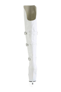 Pleaser DELIGHT-3018 White Faux Leather Thigh Boot in White Faux Leather