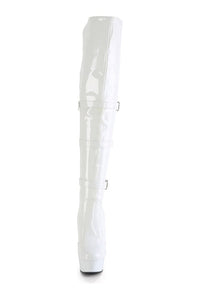 Pleaser DELIGHT-3018 White Patent Thigh Boot in White Patent