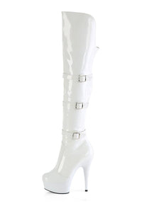 Pleaser DELIGHT-3018 White Patent Thigh Boot in White Patent