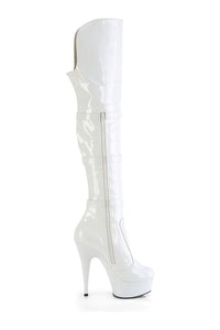 Pleaser DELIGHT-3018 White Patent Thigh Boot in White Patent