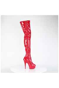 Pleaser DELIGHT-4000 Red Patent Thigh Boot in Red Patent