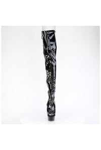Pleaser DELIGHT-4017 Black Patent Thigh Boot in Black Patent