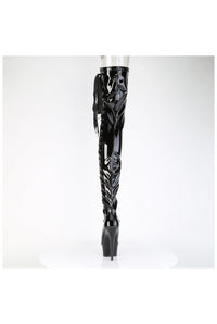Pleaser DELIGHT-4050 Black Patent Thigh Boot in Black Patent