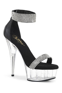 Pleaser DELIGHT-641 Black Fabric Sandal in Black Fabric from SexyShoes.com