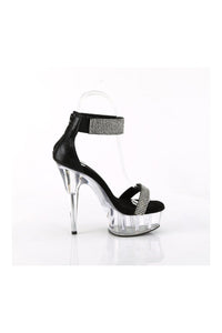 Pleaser DELIGHT-641 Black Fabric Sandal in Black Fabric
