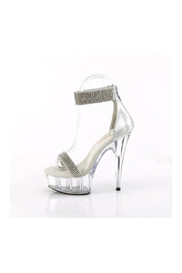 Pleaser DELIGHT-641 Silver Fabric Sandal in Silver Fabric