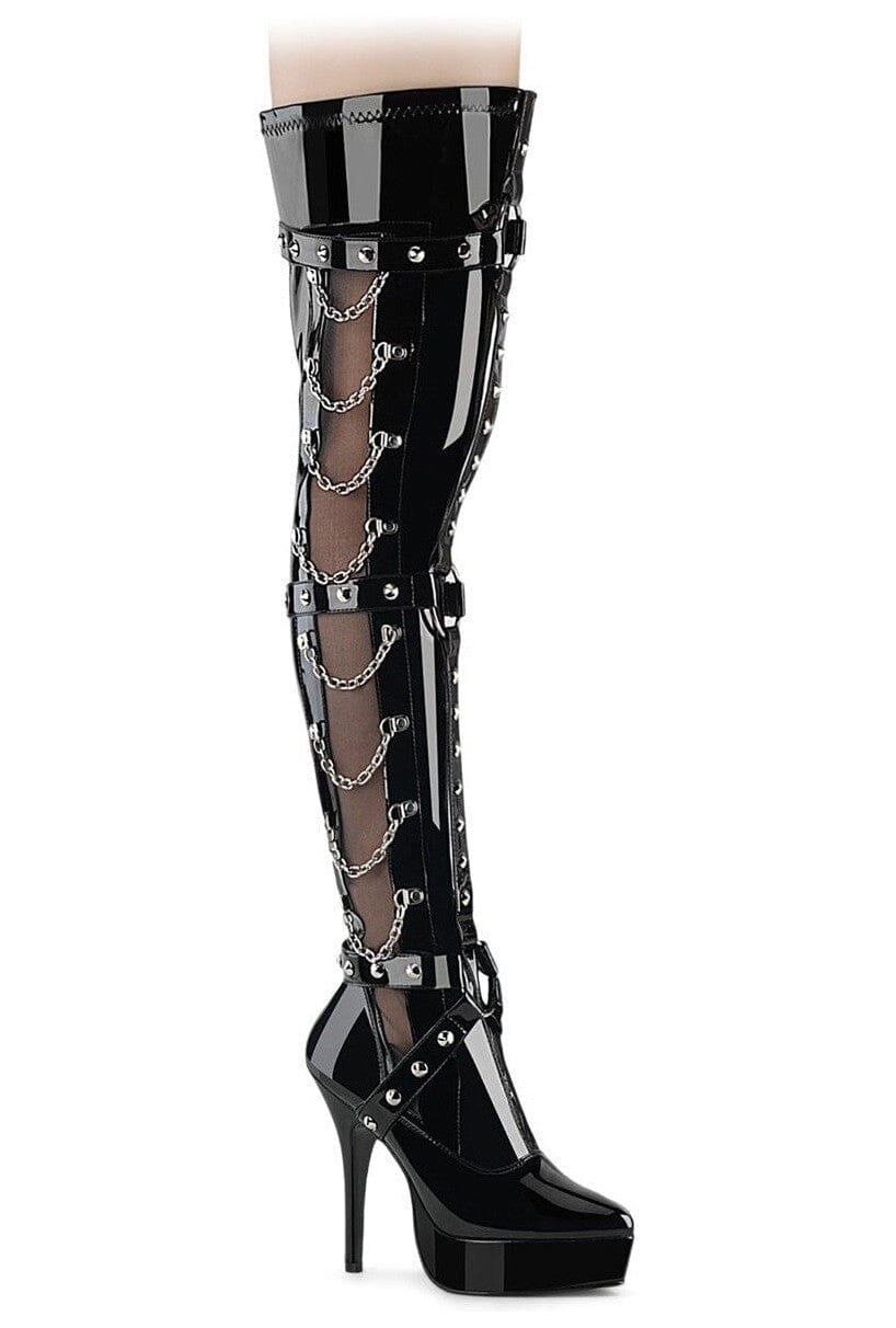 Devious Devious INDULGE-3026 Thigh Boot in Black Patent from SexyShoes.com