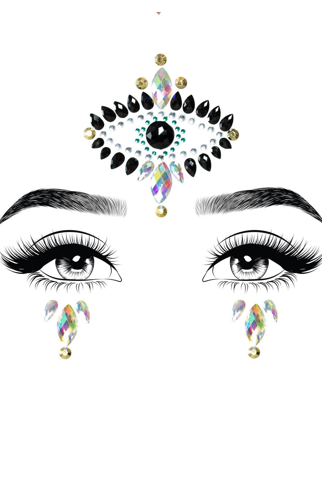 Divinity Adhesive Face Jewels Sticker And 2 Body Glitter Packets