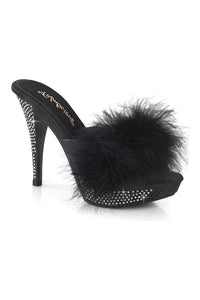 Fabulicious ELEGANT-401F Black Marabou Slide in Black Marabou from SexyShoes.com