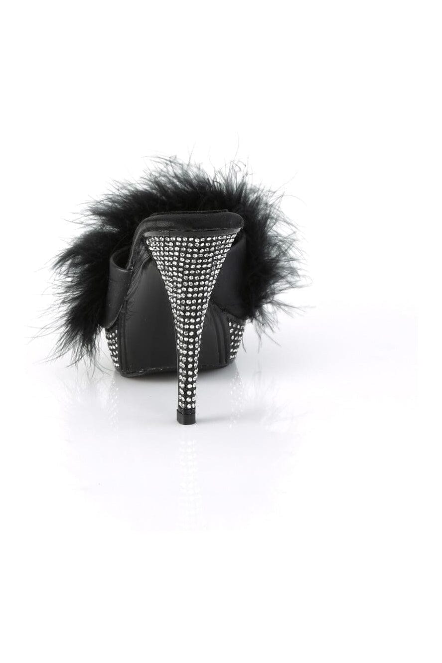Fabulicious ELEGANT-401F Black Marabou Slide in Black Marabou