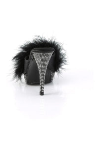 Fabulicious ELEGANT-401F Black Marabou Slide in Black Marabou