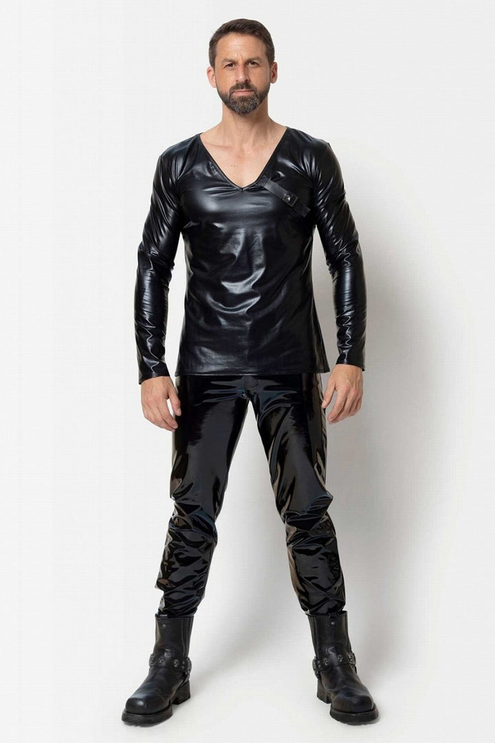 ENRICK Long Sleeved Wetlook Shirt-Fetish Tops-SEXYSHOES.COM