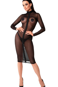 Noir Handmade Ecstasy Tulle Midi Dress in Black