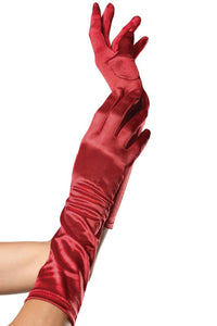Leg Avenue Elbow Length Satin Glove in Red  from SexyShoes.com