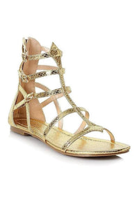 Ellie Shoes Ellie 015 ATHENA Gladiator Flat Sandal in Gold Faux Leather from SexyShoes.com