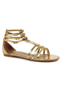 Ellie Shoes Ellie 015 ROME Gladiator Flat Sandal in Gold Faux Leather from SexyShoes.com