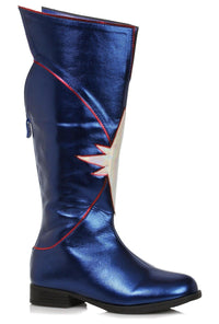 Ellie Shoes Ellie 151 KARMA 1.5" Knee High Superhero Boot in Blue Faux Leather from SexyShoes.com