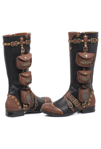 Ellie Shoes Ellie 181 SILAS Steam Punk Boot in Black Faux Leather