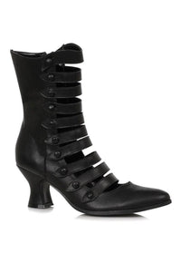 Ellie Shoes Ellie 253 AVA 2.5" Heel Victorian Ankle Boot in Black Faux Leather from SexyShoes.com