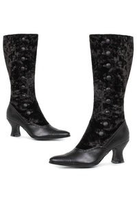 Ellie Shoes Ellie 253 GAIL Victorian Knee Boot in Black Satin
