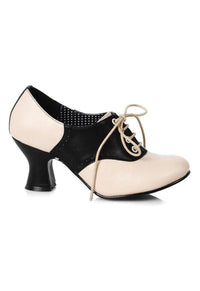 Ellie Shoes Ellie 253 PEGGY 2" Saddle Lace up Shoe in Black Faux Leather from SexyShoes.com