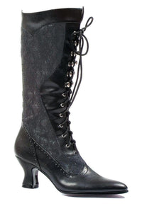 Ellie Shoes Ellie 253 REBECCA 2.5" Ankle Boot With Lace And Zipper in Black Faux Leather from SexyShoes.com