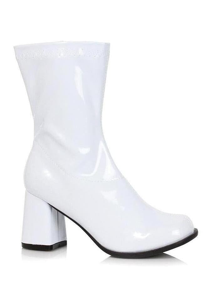 Ellie Shoes Ellie 300 ZIGGY 3" Gogo Ankle Boot in White Faux Leather from SexyShoes.com