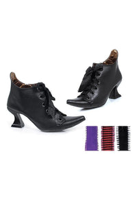 Ellie Shoes Ellie 301 ABIGAIL 3" Heel Witch Shoe With Interchangeable Ribbons in Black Faux Leather