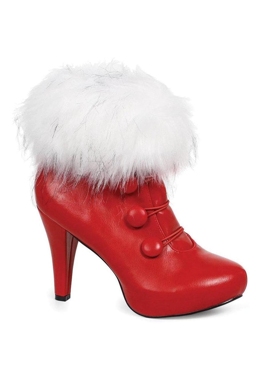 Ellie Shoes Ellie 414 CLAUS 4" Fur Trimmed Holiday Bootie in Red Faux Leather from SexyShoes.com