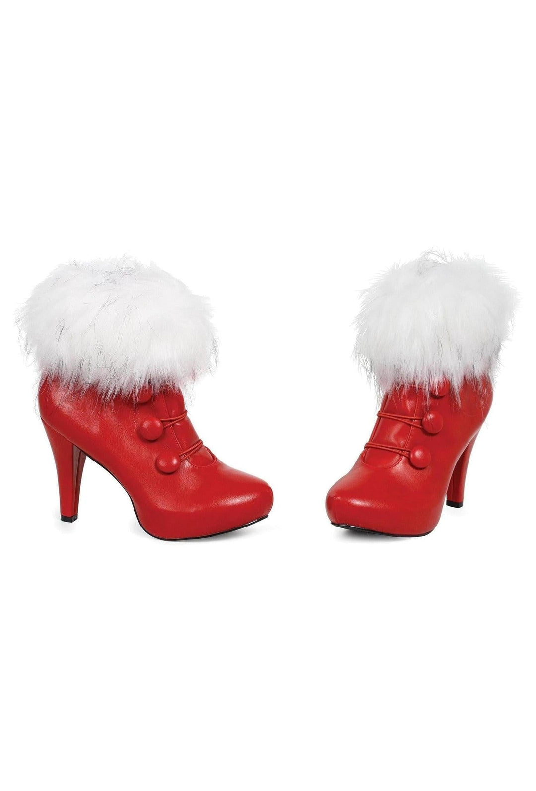 Ellie Shoes Ellie 414 CLAUS 4" Fur Trimmed Holiday Bootie in Red Faux Leather