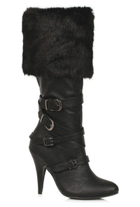 Ellie Shoes Ellie 418 GRETA 4" Heel Warrior Boot in Black Faux Leather from SexyShoes.com
