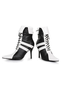 Ellie Shoes Ellie 457 Ref 4" Heel Sporty Referee Bootie in Black Faux Leather